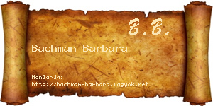 Bachman Barbara névjegykártya